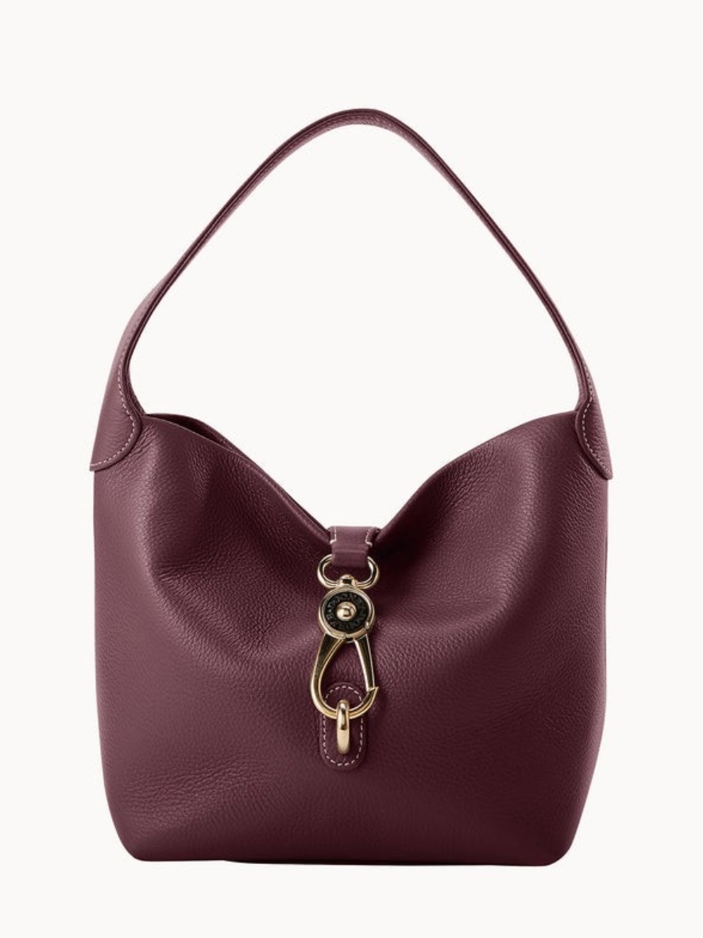 Dooney & Bourke Lucca Leather Logo Lock Hobo Bag In Plum Purple (D2)